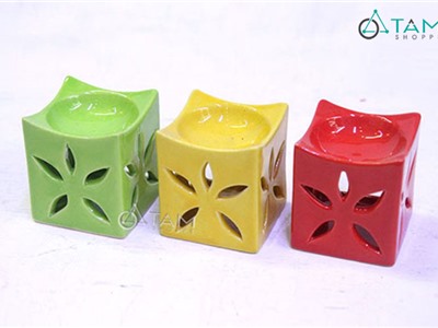 Đèn đốt tinh dầu trầm vuông hoa thị DDTD-GOM-03